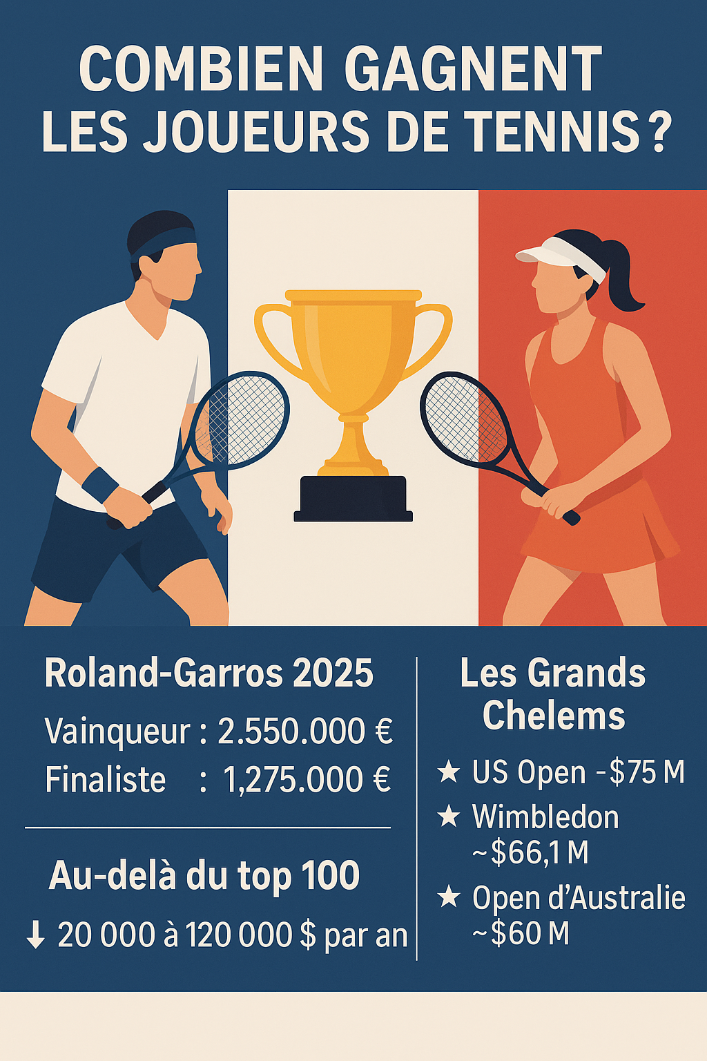 Combien gagnent les joueurs de tennis à Roland-Garros 2025… et combien gagnent-ils vraiment sur une saison ?