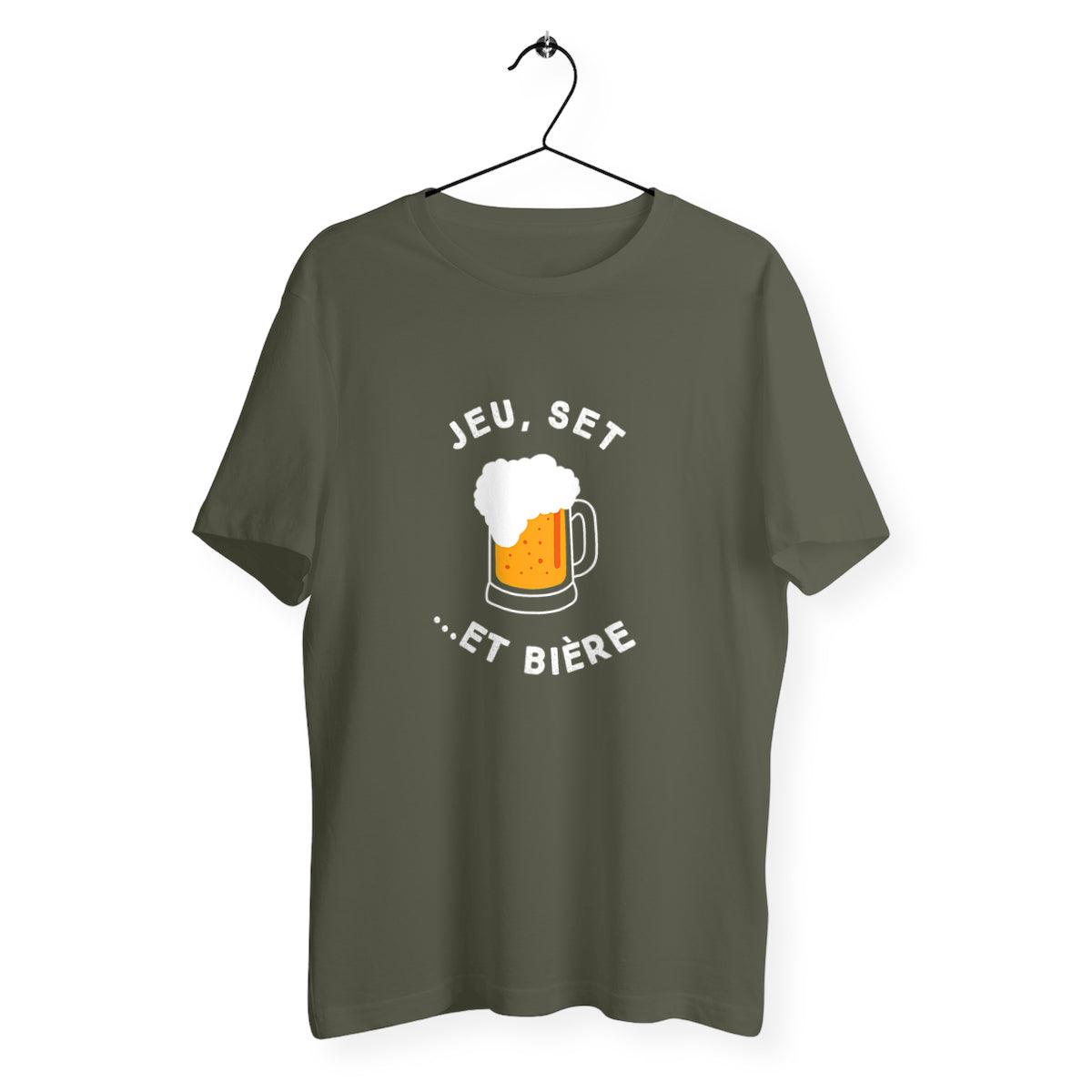 Men's white Game, Set and Beer T-shirt