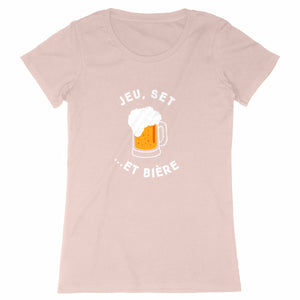 T-shirt Jeu, Set et Bière blanc Femme