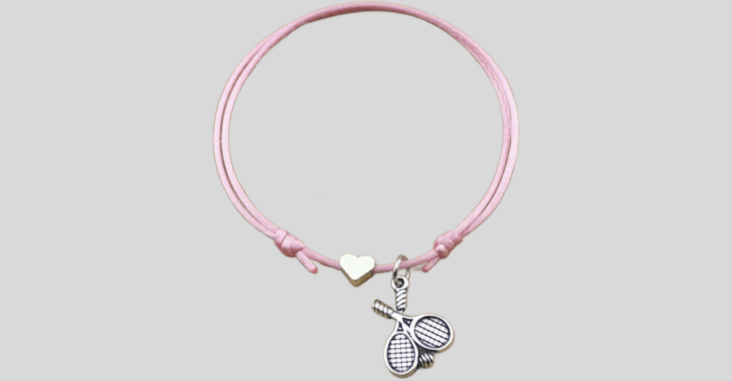 Bracelet Balle et Raquettes de tennis & petit coeur