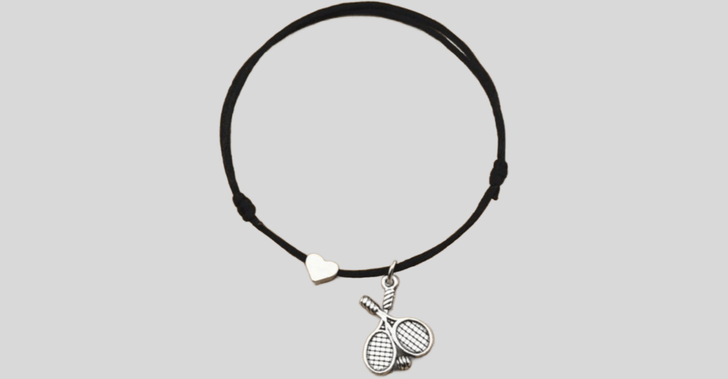 Bracelet Balle et Raquettes de tennis & petit coeur
