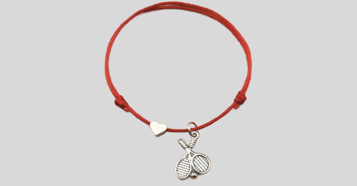 Bracelet Balle et Raquettes de tennis & petit coeur