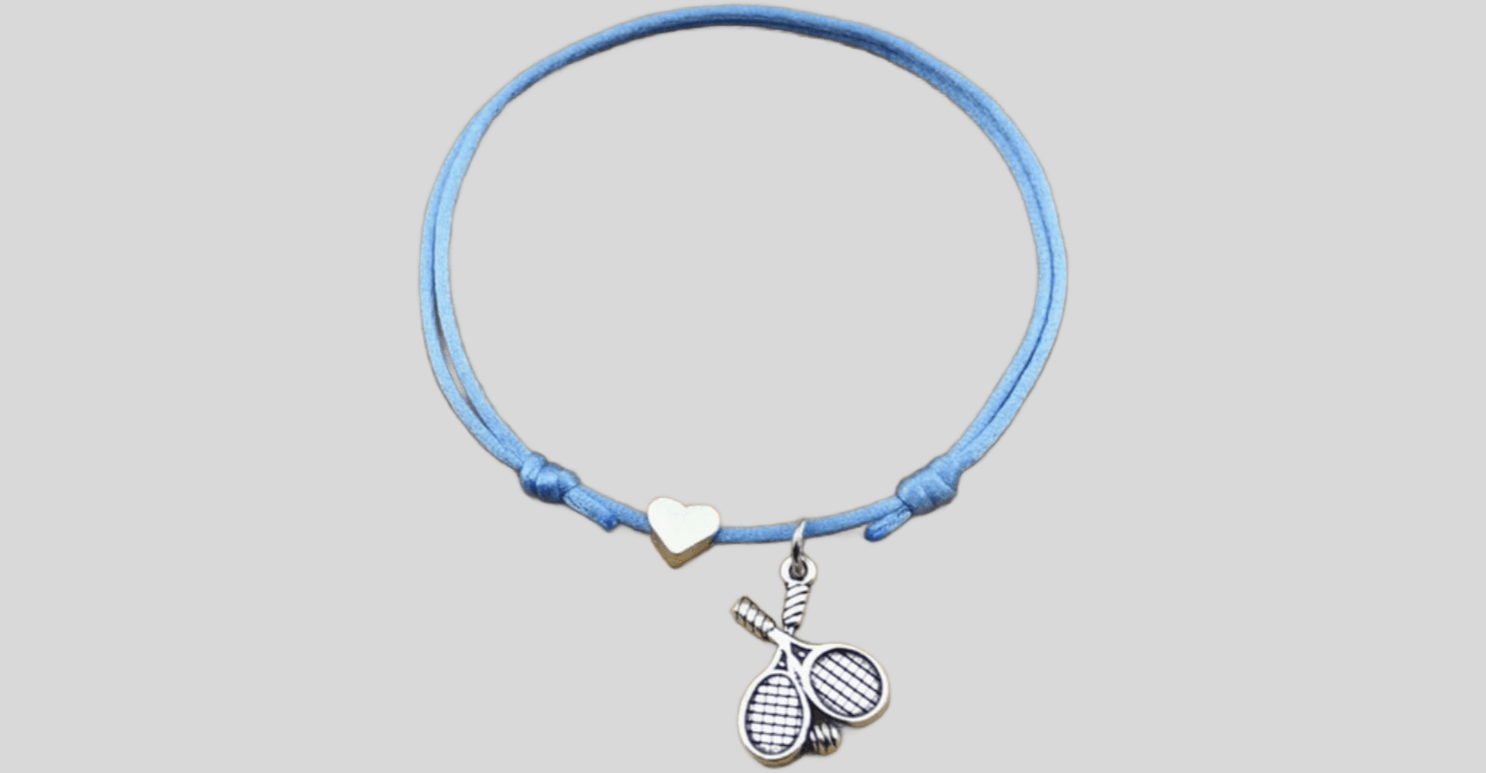 Bracelet Balle et Raquettes de tennis & petit coeur