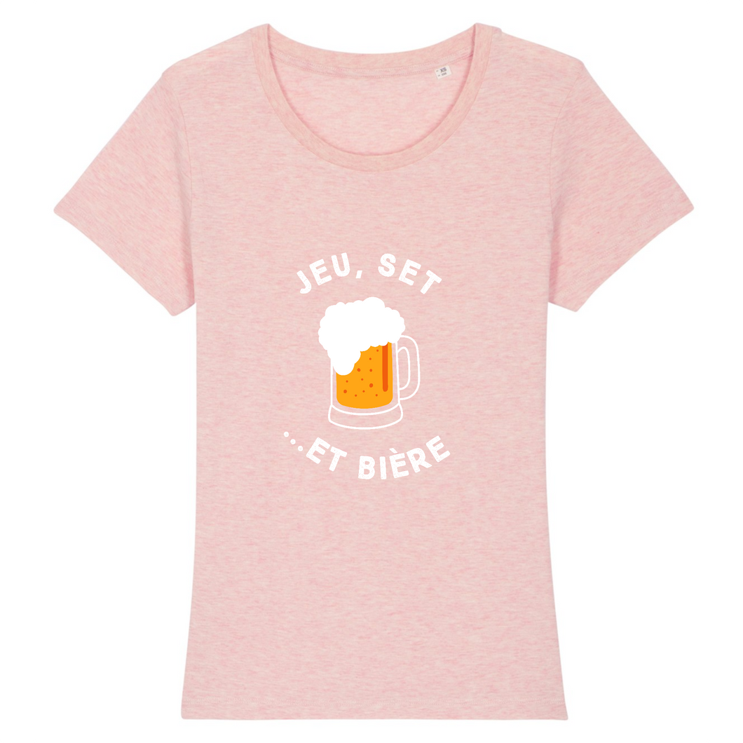 T-shirt Jeu, Set et Bière blanc Femme